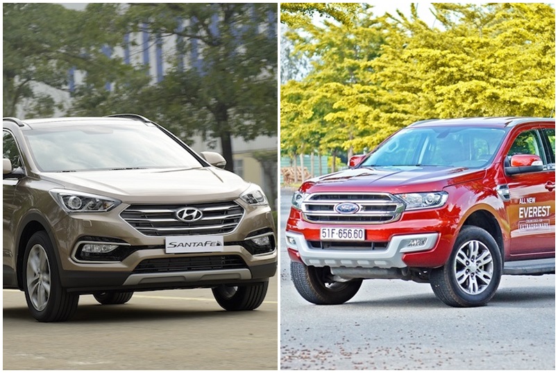 So sánh Ford Everest với Hyundai SantaFe 2019