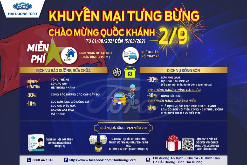 HẢI DƯƠNG FORD KHUYẾN MẠI TƯNG BỪNG – CHÀO MỪNG QUỐC KHÁNH (Từ 01/08/2021 đến hết 15/09/2021)