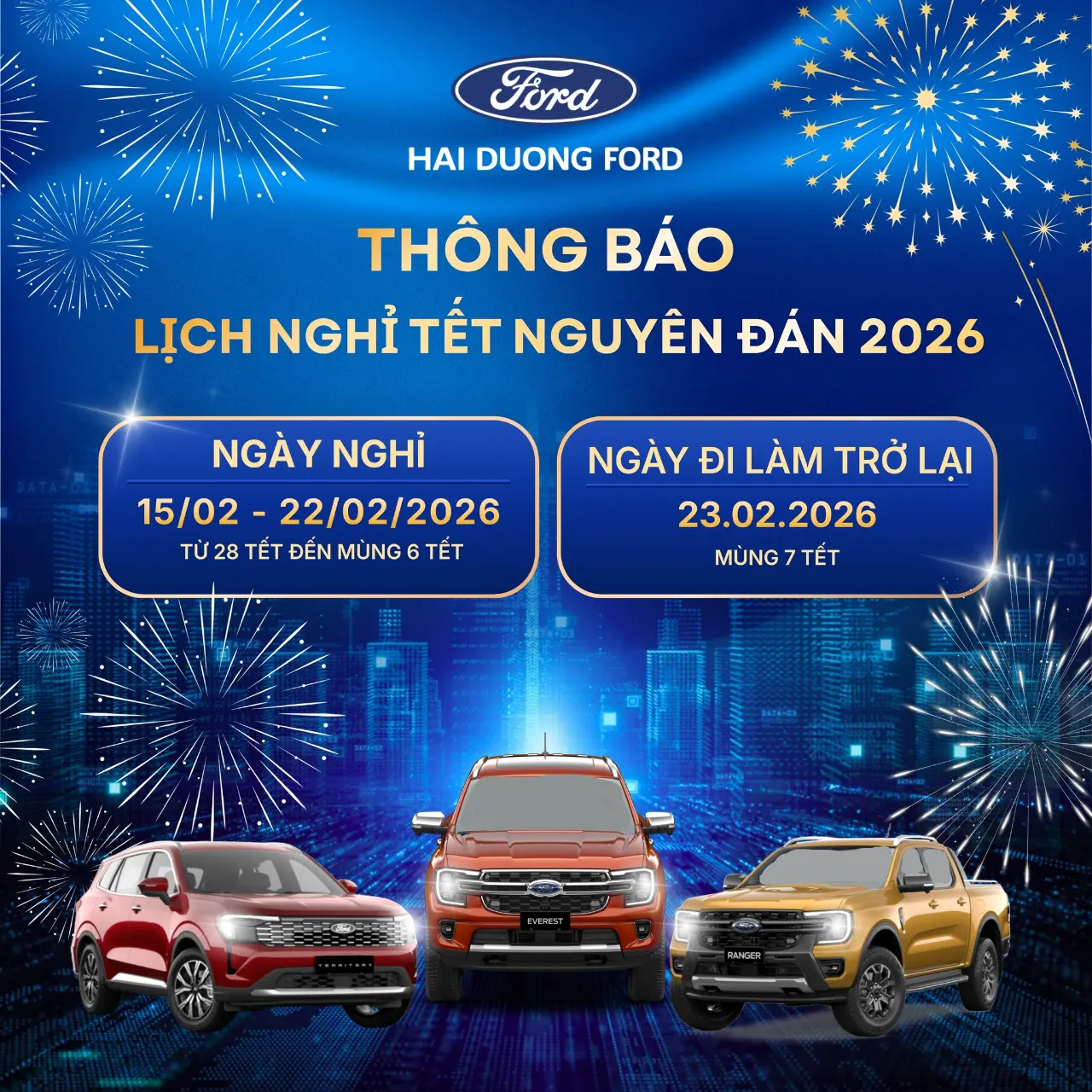 THÔNG BÁO LỊCH NGHỈ TẾT NGUYÊN ĐÁN 2026