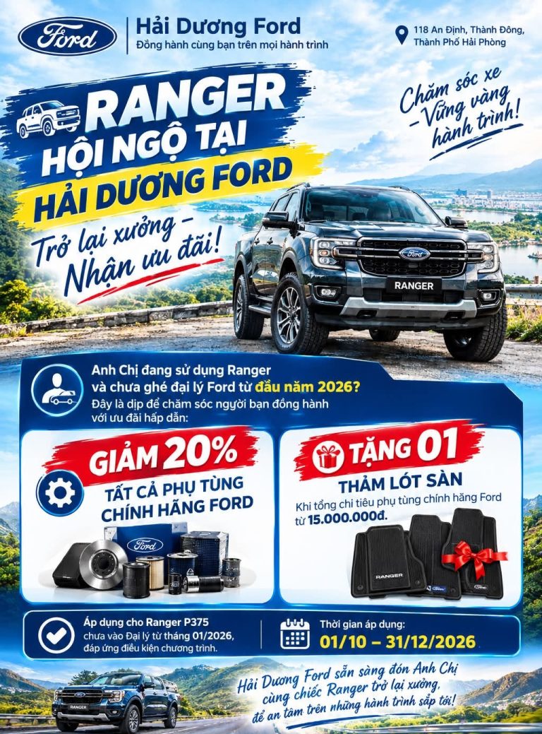 Ranger Hội Ngộ 2026: Ưu Đãi 20% Phụ Tùng Chính Hãng Tại Hải Dương Ford